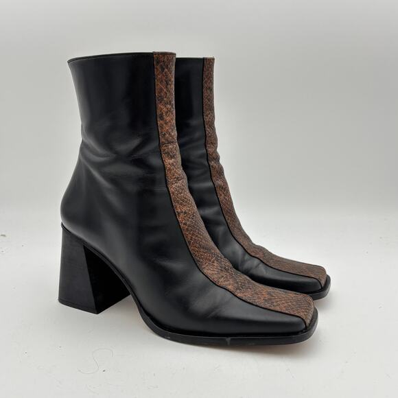 Alohas South Edge Python Two Tone Heeled Ankle Boots Women's 41 - Picture 1 of 11